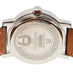 Pre Owned Aigner Brown Stainless Steel Leather Cortina A26002 Men's Wristwatch 41 mm