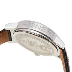 Pre Owned Aigner Brown Stainless Steel Leather Cortina A26002 Men's Wristwatch 41 mm