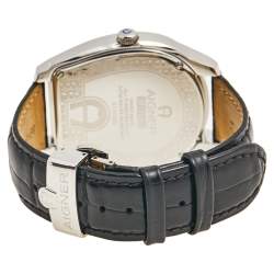 Pre Owned Aigner Silver Stainless Steel Leather Milano A131100 Men's Wristwatch 42 mm