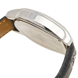 Pre Owned Aigner Silver Stainless Steel Leather Milano A131100 Men's Wristwatch 42 mm