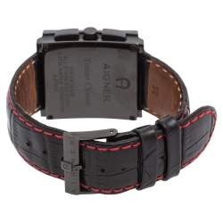 Pre Owned Aigner Black PVD Coated Stainless Steel Leather Torino Chrono A27000 Men's Wristwatch 36 mm
