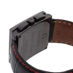 Pre Owned Aigner Black PVD Coated Stainless Steel Leather Torino Chrono A27000 Men's Wristwatch 36 mm