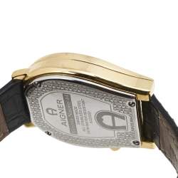 Aigner Black Gold Plated Stainless Steel Leather Verona Nouvo 44 A22000 Men's Wristwatch 37 mm