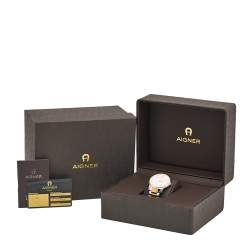 مملوكة مسبقًا Aigner Silver Two Tone Stainless Steel Padua A24021 Men's Wristwatch 42 mm