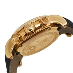 Pre Owned Aigner Brown Rose Gold Plated Stainless Steel Crocodile Bari A37500 Men's Wristwatch 46 mm