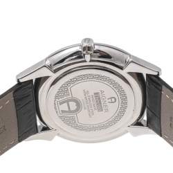 Pre Owned Etienne Aigner Black Stainless Steel Leather Treviso A44100 Men's Wristwatch 42 mm