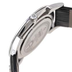 Pre Owned Etienne Aigner Black Stainless Steel Leather Treviso A44100 Men's Wristwatch 42 mm