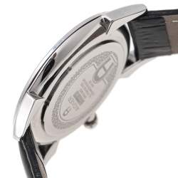 Pre Owned Etienne Aigner Black Stainless Steel Leather Treviso A44100 Men's Wristwatch 42 mm