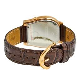 Pre Owned Aigner Brown Rose Gold Plated Stainless Steel Crocodile Verona Nuovo 44 A22000 Men's Wristwatch 37 mm