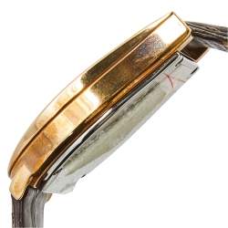 Pre Owned Aigner Brown Rose Gold Plated Stainless Steel Crocodile Verona Nuovo 44 A22000 Men's Wristwatch 37 mm