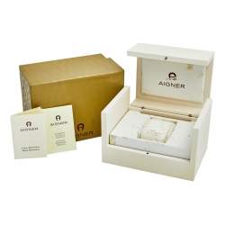 Pre Owned Aigner Brown Rose Gold Plated Stainless Steel Crocodile Verona Nuovo 44 A22000 Men's Wristwatch 37 mm