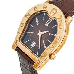 Pre Owned Aigner Brown Rose Gold Plated Stainless Steel Crocodile Verona Nuovo 44 A22000 Men's Wristwatch 37 mm