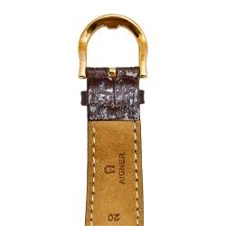 Pre Owned Aigner Brown Rose Gold Plated Stainless Steel Crocodile Verona Nuovo 44 A22000 Men's Wristwatch 37 mm