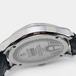 Pre Owned Aigner Silver Stainless Steel Leather Lazio A42000 Men's Wristwatch 44 mm