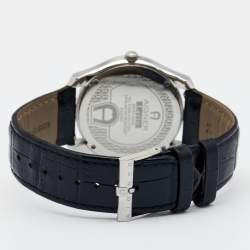 Pre Owned Aigner Silver Stainless Steel Leather Lazio A42000 Men's Wristwatch 44 mm