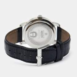 Pre Owned Aigner Black Stainless Steel Leather Cortina A26000 Men's Wristwatch 42 mm