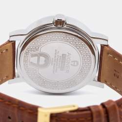 Pre Owned ساعة يد رجالية ايغنر كورتينا A26000 جلد ستانلس ستيل لونين بيضاء 41 مم