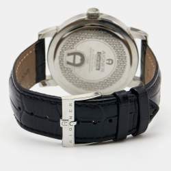 Pre Owned Aigner Silver Stainless Steel Leather Cortina A26000 Men's Wristwatch 42 mm