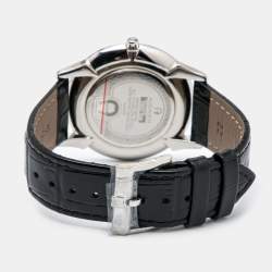 Aigner Black Stainless Steel Leather Treviso A44000 Men's Wristwatch 42 mm Cufflinks and Pen Set 
