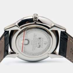 Aigner Black Stainless Steel Leather Treviso A44000 Men's Wristwatch 42 mm Cufflinks and Pen Set 