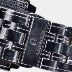 Pre Owned Aigner Brown Stainless Steel Bresica A34100 Men's Wristwatch 33 mm