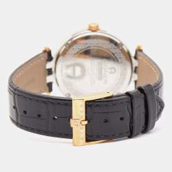 Pre Owned Aigner Silver Two Tone Stainless Steel Leather Murano A35100 Men's Wristwatch 40 mm 