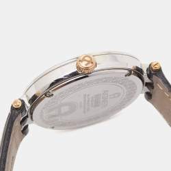 Pre Owned Aigner Silver Two Tone Stainless Steel Leather Murano A35100 Men's Wristwatch 40 mm 