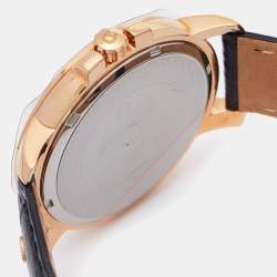 Pre Owned Aigner Silver Gold Tone Stainless Steel Leather Triento A09000 Men's Wristwatch 42 mm And Pen Set