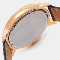 Pre Owned Aigner Silver Gold Tone Stainless Steel Leather Triento A09000 Men's Wristwatch 42 mm And Pen Set