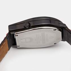 Aigner Black PVD Coated Stainless Steel Leather Verona Nuovo 44 A22000 Men's Wristwatch 37 mm 