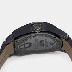 Aigner Silver Two Tone Stainless Steel Leather Roma A38100 Men's Wristwatch 45 mm