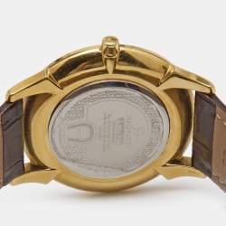 Pre Owned Aigner Silver Gold Plated Stainless Steel Leather Treviso A44000 Men's Wristwatch 42 mm 