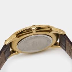 Pre Owned Aigner Silver Gold Plated Stainless Steel Leather Treviso A44000 Men's Wristwatch 42 mm 