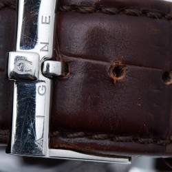 Pre Owned Aigner SIlver/Brown Stainless Steel Leather Murano A36100 Men's Wristwatch 40 mm