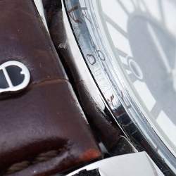 Pre Owned Aigner SIlver/Brown Stainless Steel Leather Murano A36100 Men's Wristwatch 40 mm