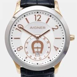 Pre Owned Aigner Silver Two Tone Stainless Steel Trevisio A44100 Men's Wristwatch 42 mm