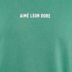 Aime Leon Dore Green Logo Print Cotton Sweatshirt S