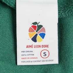 Aime Leon Dore Green Logo Print Cotton Sweatshirt S