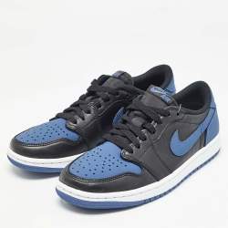 Air Jordans Blue/Black Leather Jordan 1 Retro Low OG Mystic Navy Sneakers Size 40