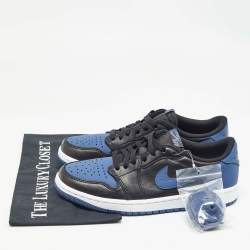 Air Jordans Blue/Black Leather Jordan 1 Retro Low OG Mystic Navy Sneakers Size 40