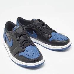 Air Jordans Blue/Black Leather Jordan 1 Retro Low OG Mystic Navy Sneakers Size 40