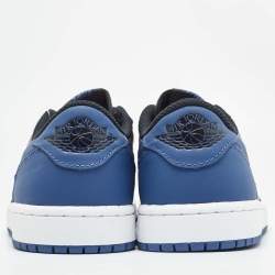 Air Jordans Blue/Black Leather Jordan 1 Retro Low OG Mystic Navy Sneakers Size 40