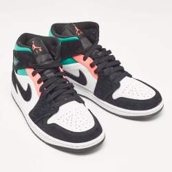 Air Jordans Multicolor Leather and Suede Jordan 1 Mid SE South Beach Sneakers Size 42