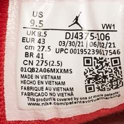 Pre Owned Air Jordans x Off-White White/Red Leather Jordan 2 Retro Low SP Sneakers Size 43