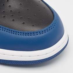 Pre Owned Air Jordans Blue/Black Leather Jordan 1 Retro High OG Dark Marina Blue Sneakers Size 48.5