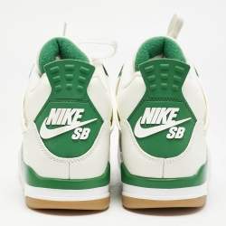 Air Jordans Off White Leather Jordan 4 Retro SB Pine Green Sneakers Size 42