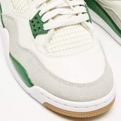 Air Jordans Off White Leather Jordan 4 Retro SB Pine Green Sneakers Size 42
