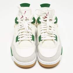 Air Jordans Off White Leather Jordan 4 Retro SB Pine Green Sneakers Size 42