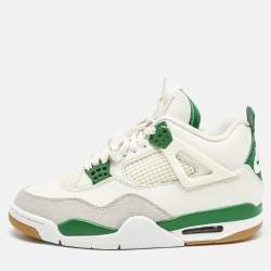 Air Jordans Off White Leather Jordan 4 Retro SB Pine Green Sneakers Size 42