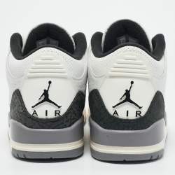 Air Jordans White Leather Jordan 3 Retro Cement Grey Sneakers Size 42